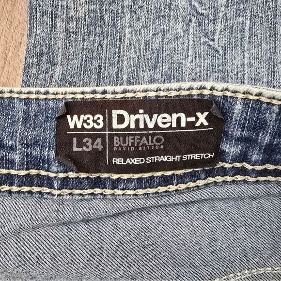 Buffalo David Bitton Jeans 33X34 Light Wash Relaxed Straight Stretch Driven-X - Picture 6 of 7